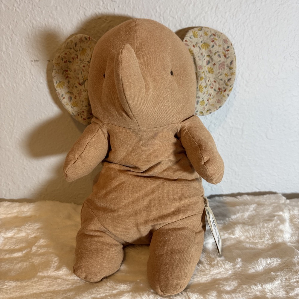 Maileg Safari Friends Medium Elephant Plush Dusty Rose Floral Ears Danish Design